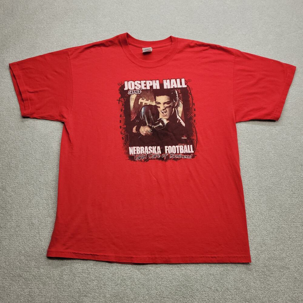 Vintage Joseph Hall Nebraska Football T Shirt Mens XL Elvis Graphic Tee